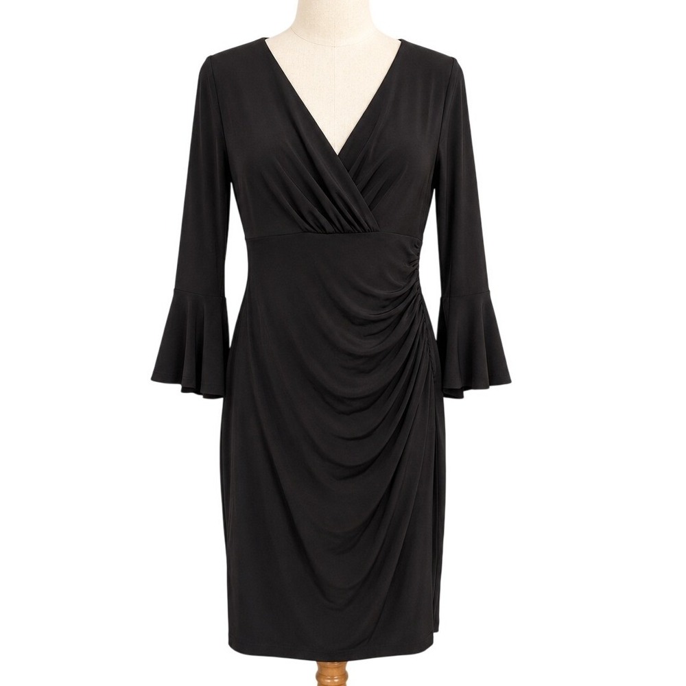 Lauren Ralph Lauren Black Romantic Bell Sleeve Dress Academia Whimsigoth Size 10